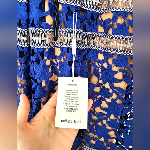 Self-Portrait Liliana Cobalt Blue Lace Dress - Picture 6 of 7